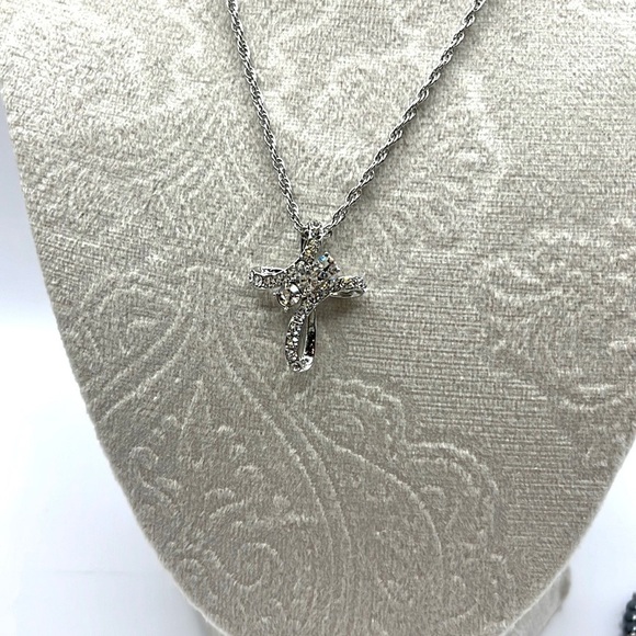 Charter Club Silver-Tone Cross CZ stones bright Religious Cross Christian - Picture 1 of 10